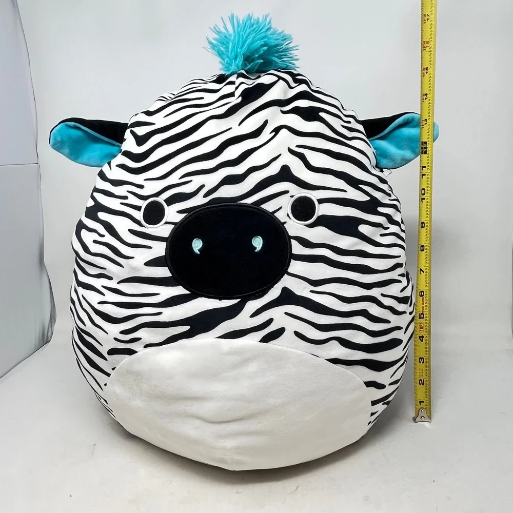 Squishmallows Zeke Zebra Plush Stuffed Animal Aqua Blue Mane Tail 16‎ Inch